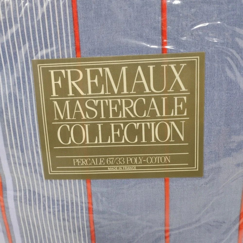 Vintage Fremaux‎ Percale Sham Pillowcase Blue Red Striped 31